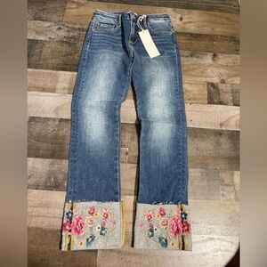 NWT Driftwood Colette Floral Cuff Jeans-‎ 24x26